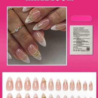 24pcs Medium Almond Shaped French Manicure