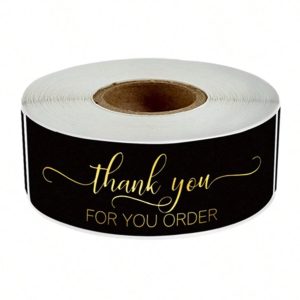 TYFYO 120Pcs/Roll Gold Stamping Rectangular Thank You For Your Order Stickers For Small Business Adhesive Labels